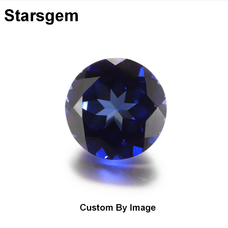 WuZhou Starsgem Star Cut Lab Grown синтетический КРУГЛЫЙ свободный драгоценный камень синий сапфир