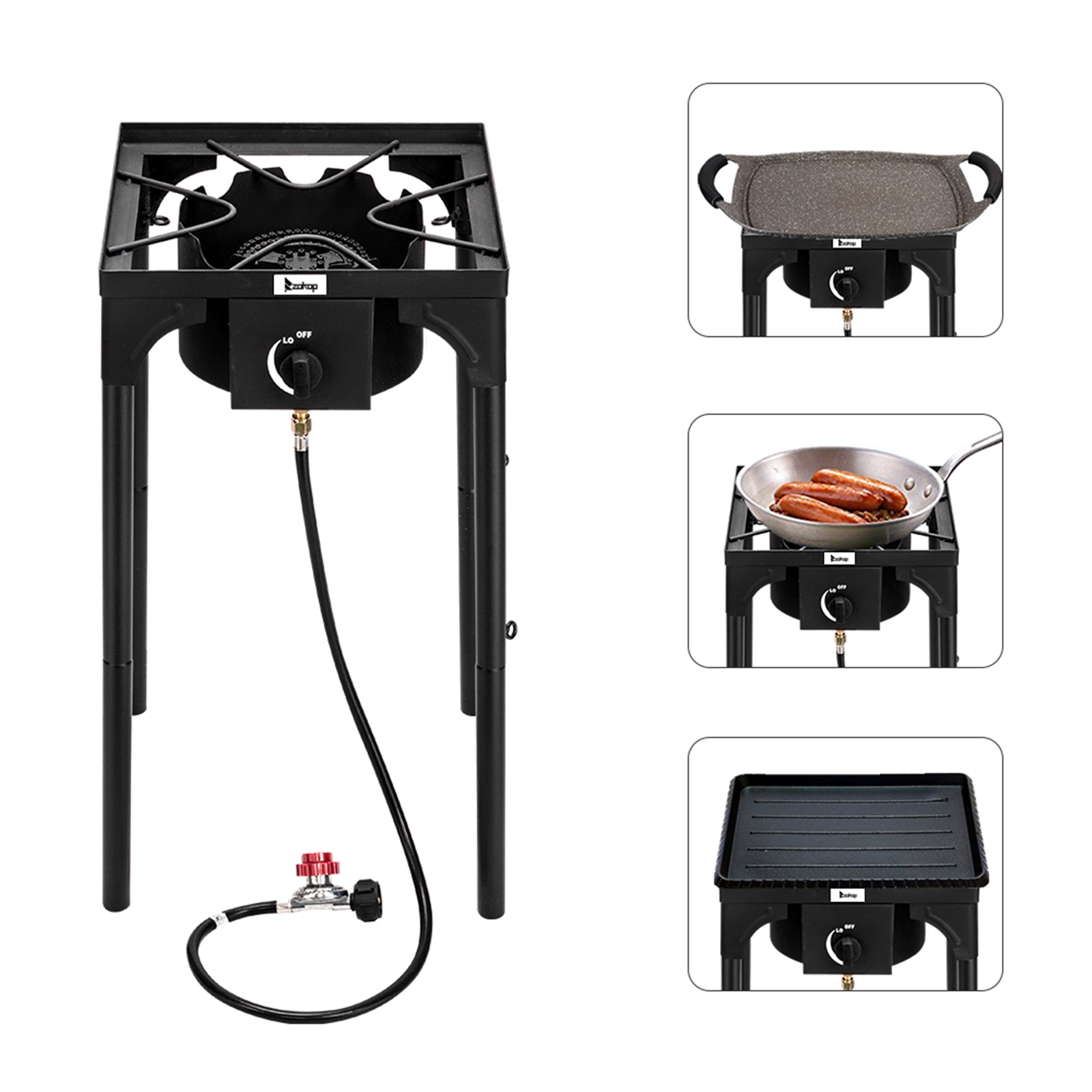 FREE SHIPPING Outdoor Camp Stove High Pressure Propane Gas Cooker Portable Cast Iron Patio Cooking Burner (Single Burner)