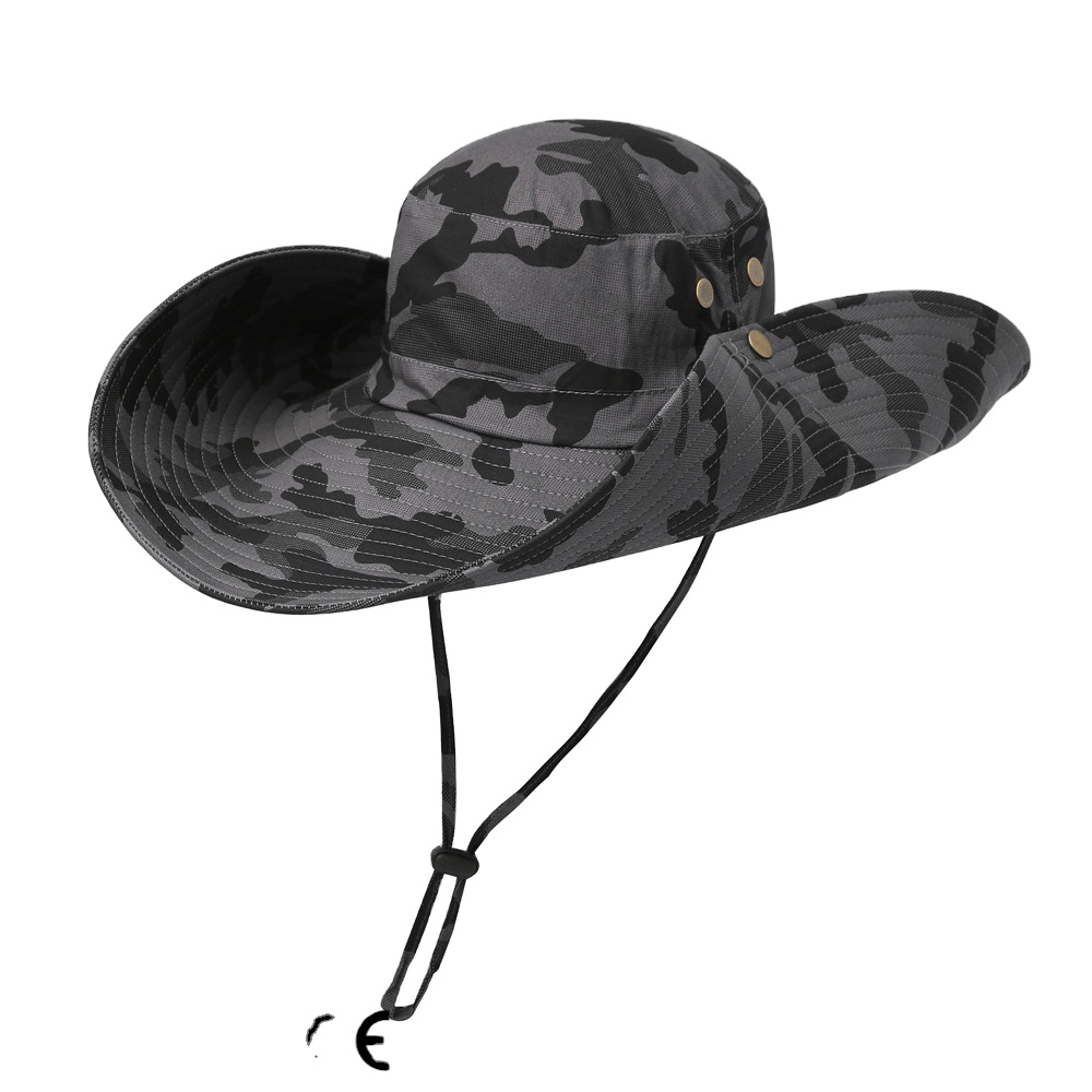 camo print UV protection bucket hat wide brim Camouflage design fisherman hat for man