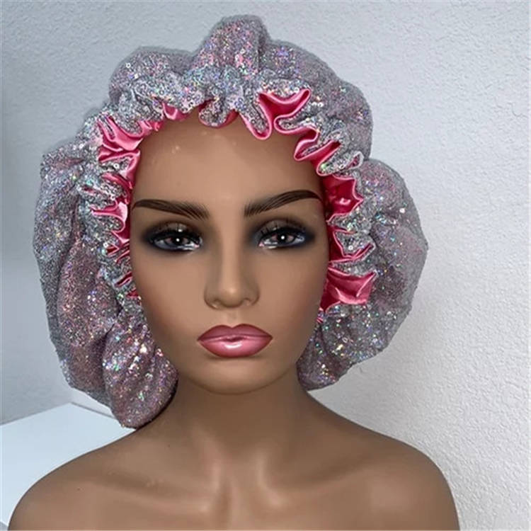 Amazon Custom Double Layer Satin Hair Sequin Bonnets