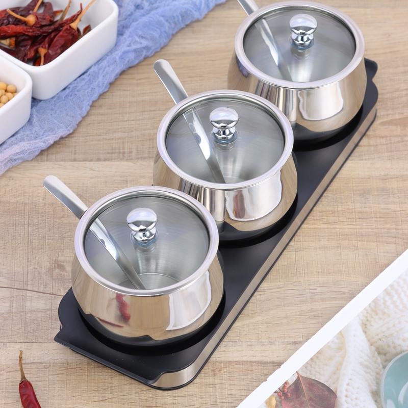 Custom canister can pot metal set box stainless steel tin containers spice jar bottle kitchen utensils glass lid