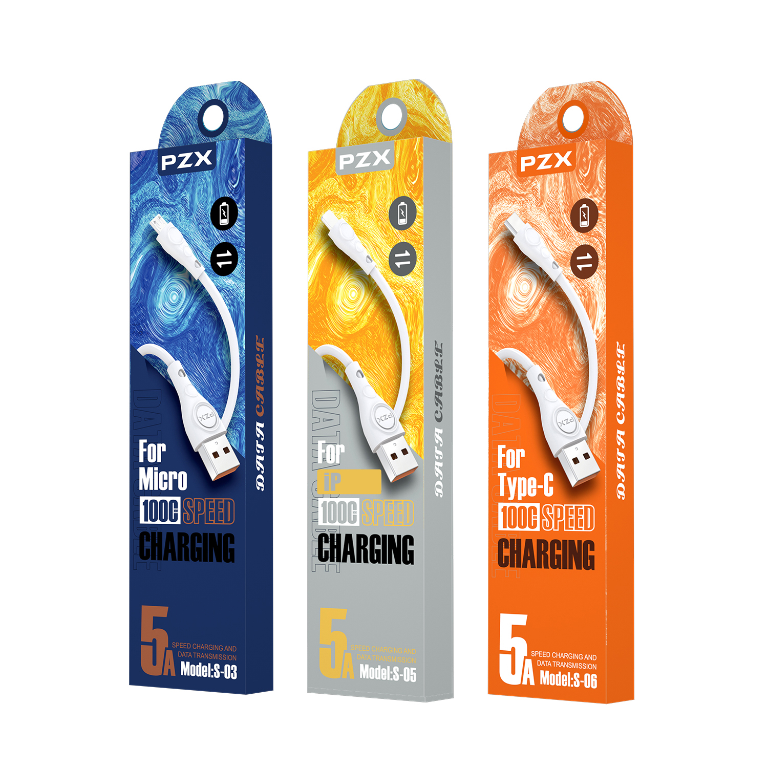 Красивый usb-кабель PZX, 1 м, 5 А, кабель для быстрой зарядки и передачи данных Micro/IP/Type-C