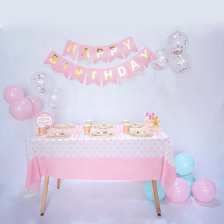 Gilded pink series birthday party supplies set, girls' birthday Carnival