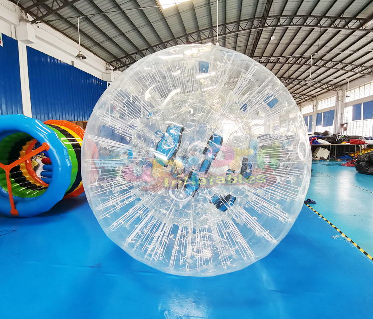 Outdoor commercial transparent ground kids interactive bubble games zorbing ramp inflatable zorb ball