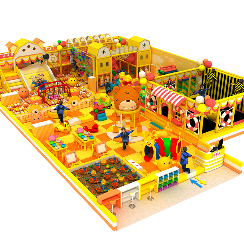 Custom Cartoon Bear Kids Naughty Castle Amusement Kid Play Interactive Game Equipment Indoor Playground Soft Play For Children