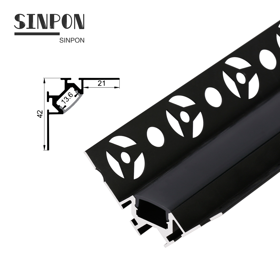 2021 New Tooling Recessed Led Aluminum Profile With Black White PC Cover For Building Lighting