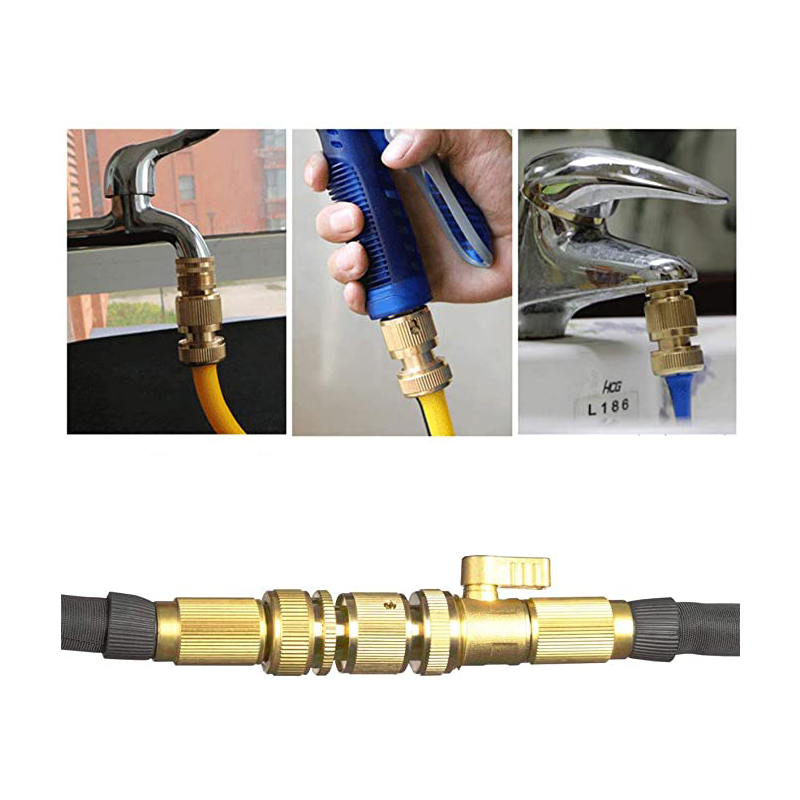 Easy connect fittings garden hose no leaking solid brass 3/4 inch female and male quick connector