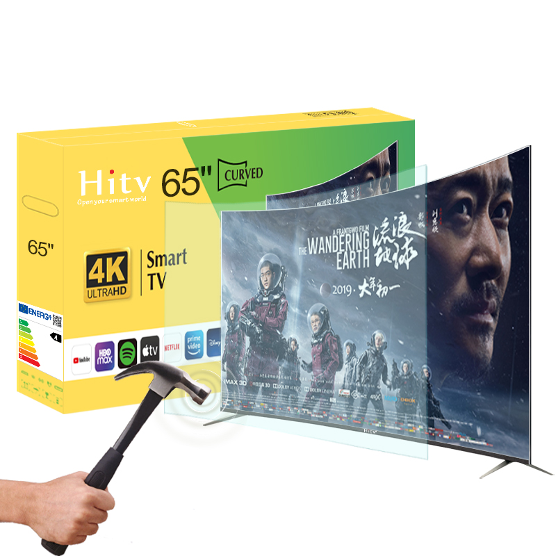65 дюймов изогнутый Smart TV Box 4K с большим экраном со сверхвысоким разрешением Ultra HD, LED-телевизор Smart TV 65 дюймов ТВ