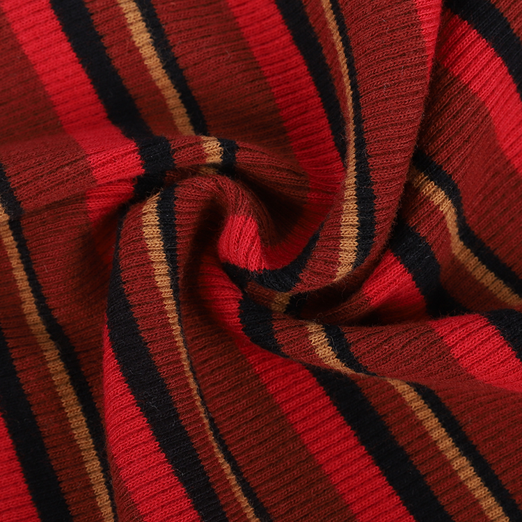 High Quality Drop Needle Garment Soft Striped Knitted Elastic Rib Knit Cotton Fabric