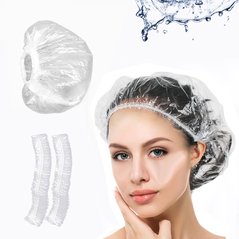 Custom Logo Extra Large Plastic PE Waterproof Disposable Hotel Adjustable Women Beauty Shower Cap For Long Hair