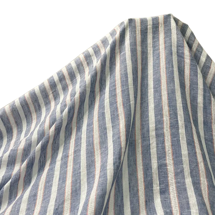 Harvest woven linen rayon blended 21s yarn dyed stripe fabric for shirt and dress