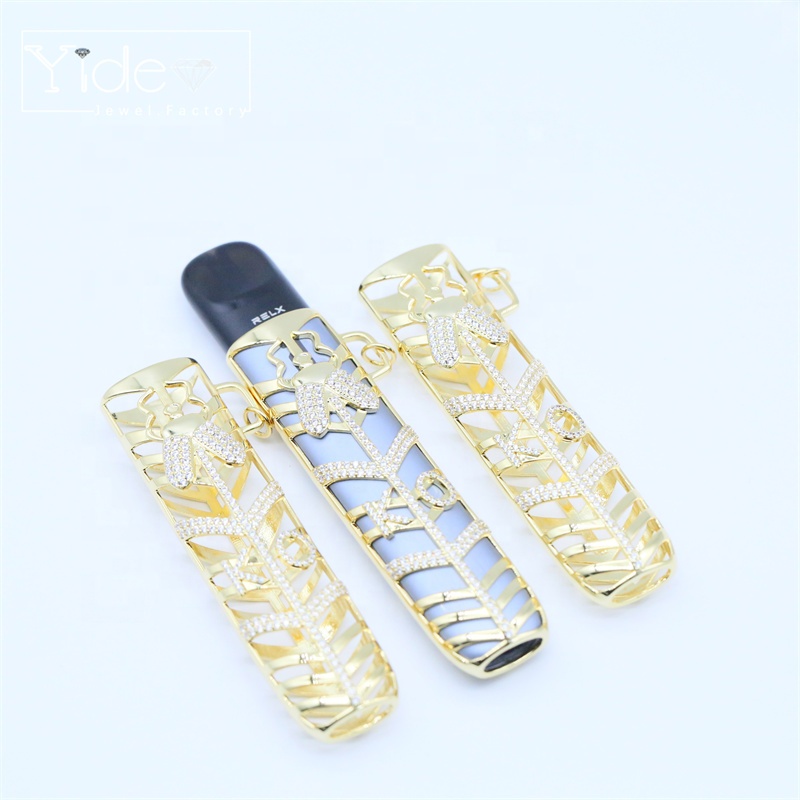 Factory wholesale cigarette accessory brass gold plated sleeve skin pouch cover wrap vape case