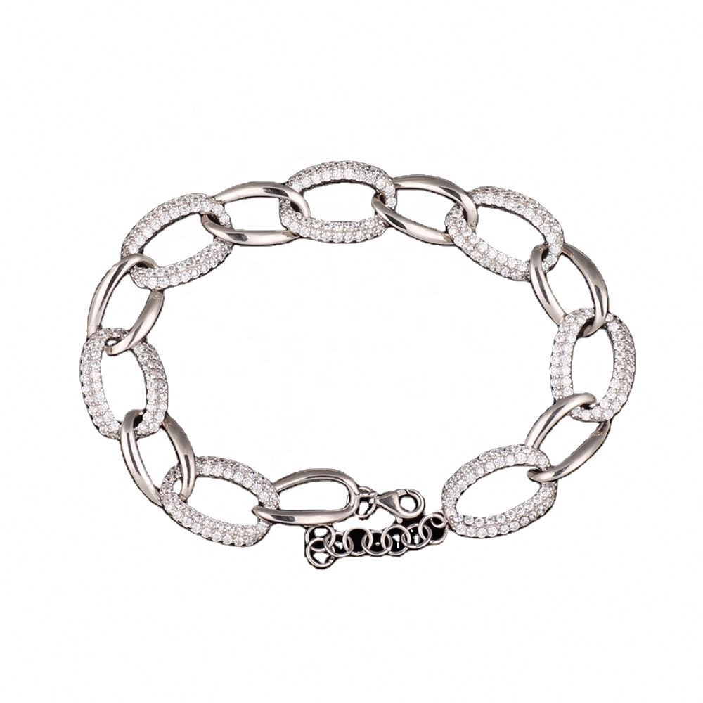 Latest wholesale polished CZ micro paved 925 sterling silver elegant jewelry women bracelet for bride