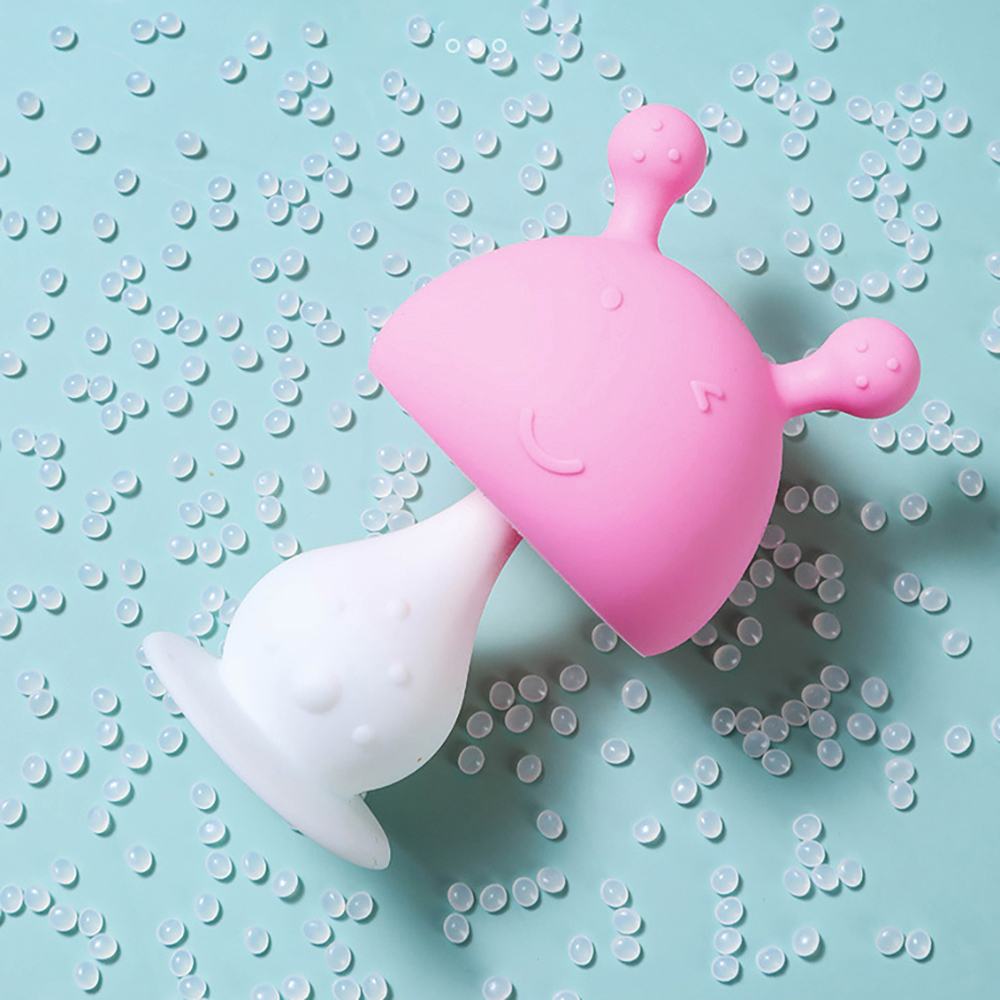 2021 Wholesale BPA Free Silicone Baby Molar Mushroom Anti-Eat Hand Infant Teether Toy With Suction Base