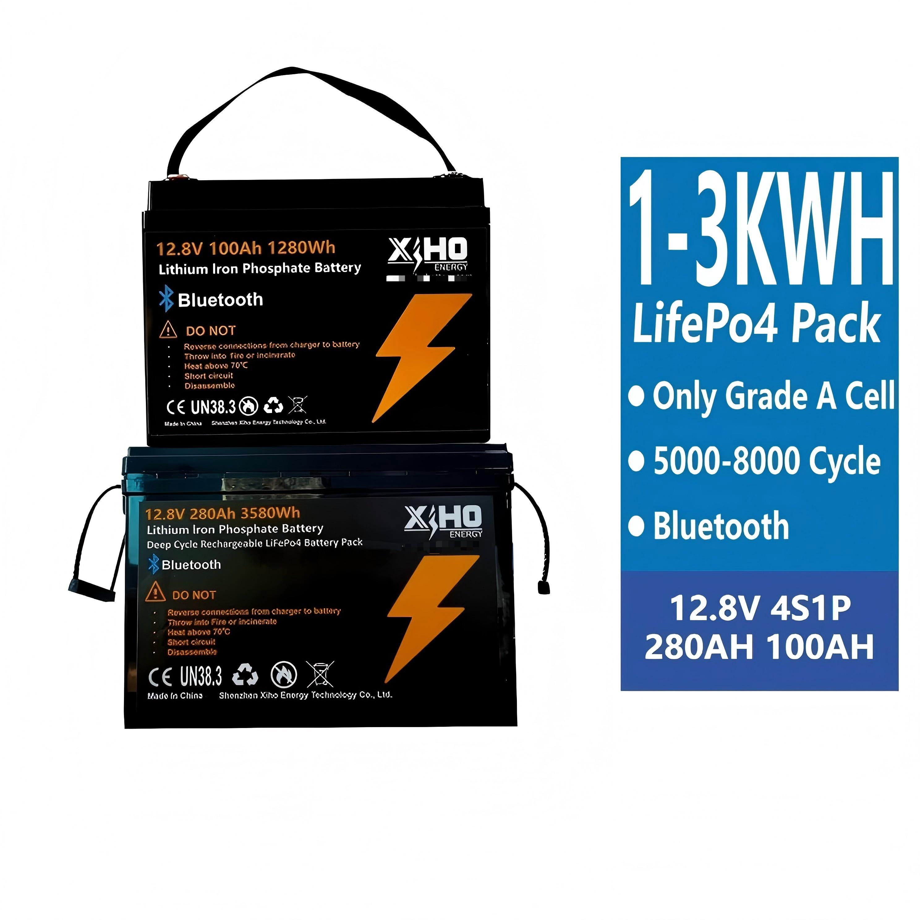 5 Years Warranty Grade A Cell Smart BMS 12v LFP Lithium battery Packs 6000 Cycles 12V 100Ah 200Ah 300Ah Solar Lifepo4 Batteries