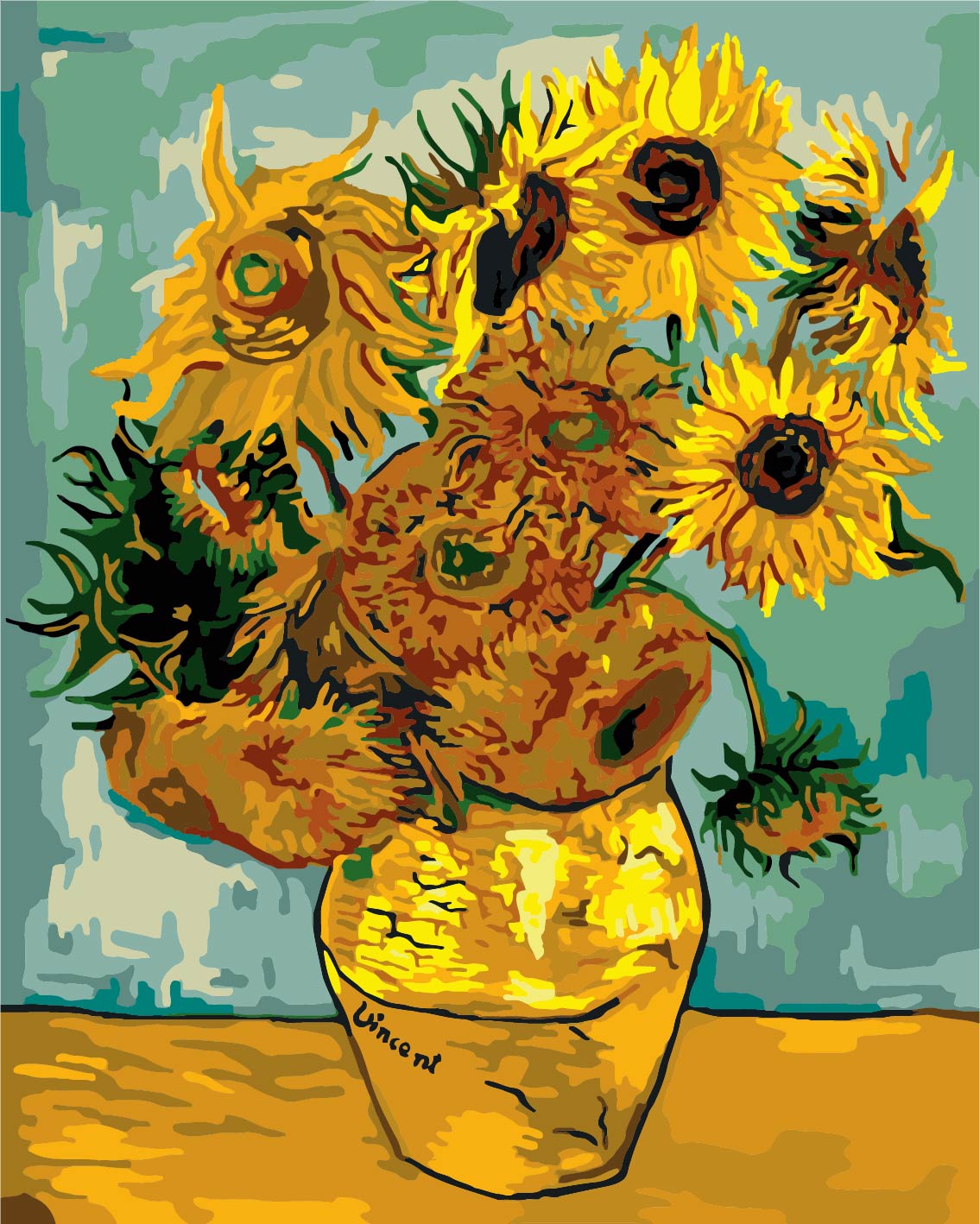 Best selling customize diy painting by number sunflower paint by number custom flower oil painting by number