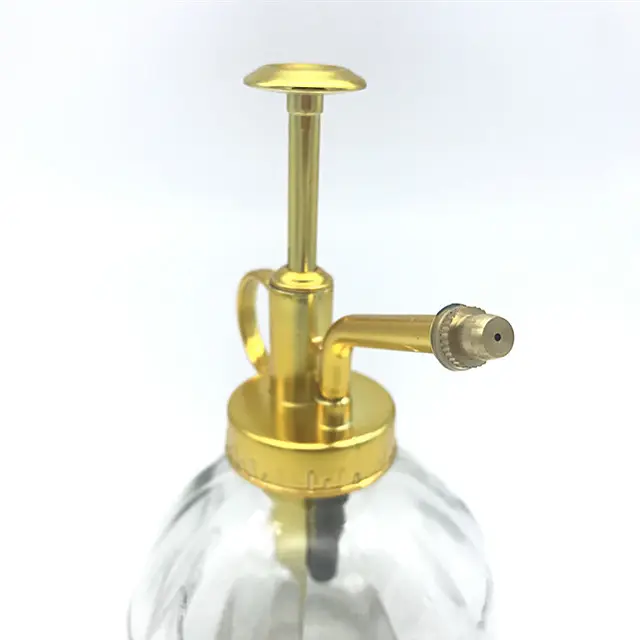 All UV Golden Color Ribbed Closure 33mm Plant Mister With Glass Spray Bottle