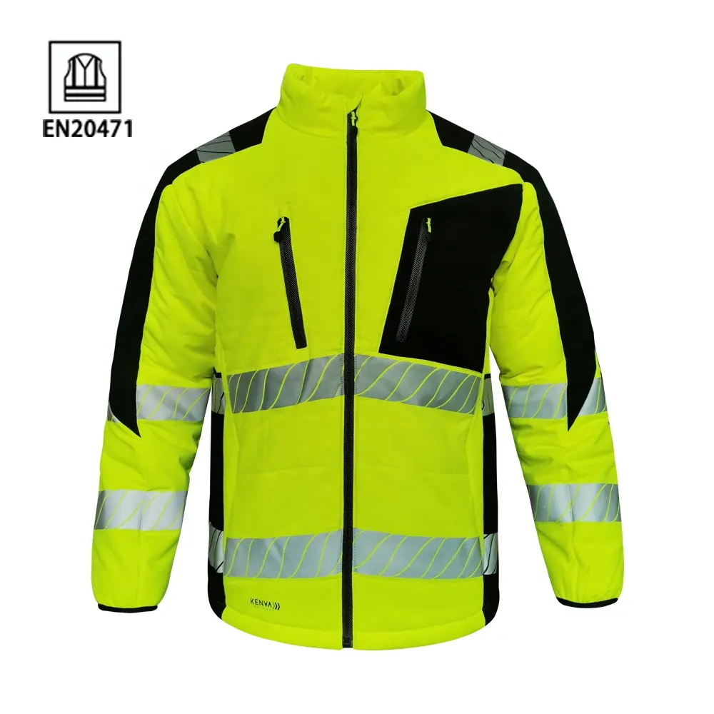 Custom Men Safety High Visibility Safety Clothes Reflective Coat Men Winter Padding Jacket
