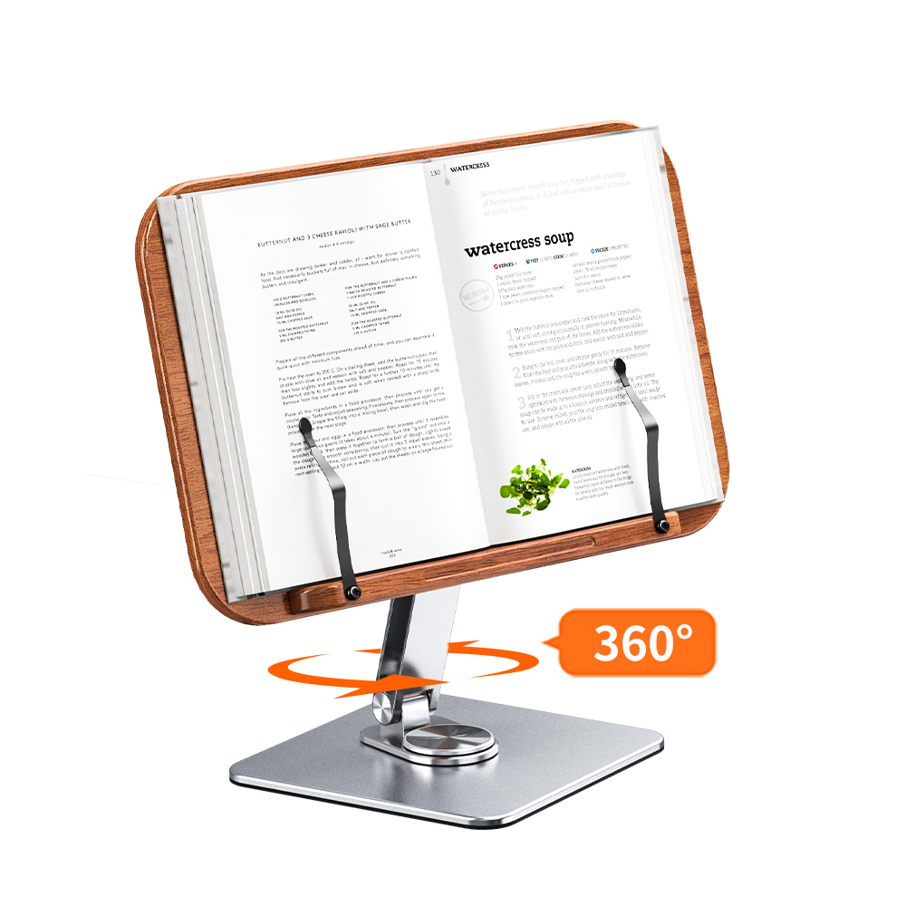 Регулируемая по высоте вращающаяся на 360 деревянная подставка для книг Складная портативная подставка для чтения книг