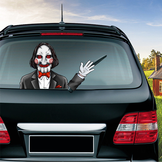 TOPSTHINK Хэллоуин ужасный автомобиль наклейка на заднее окно Joker съемный декор волнистый стикер для стеклоочистителя