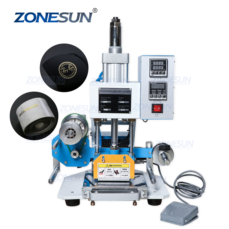 ZONESUN ZY-819B пневматическая штамповочная машина для печати логотипа кожи машина для штамповки имени карты
