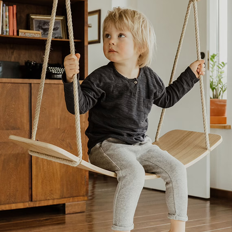 XIHA Rope For Kids Swing Balance Board Seesaw Toy Indoor Curved Wobble Yoga Board Baby Swing and Balance Board 2 in 1 Games Sets