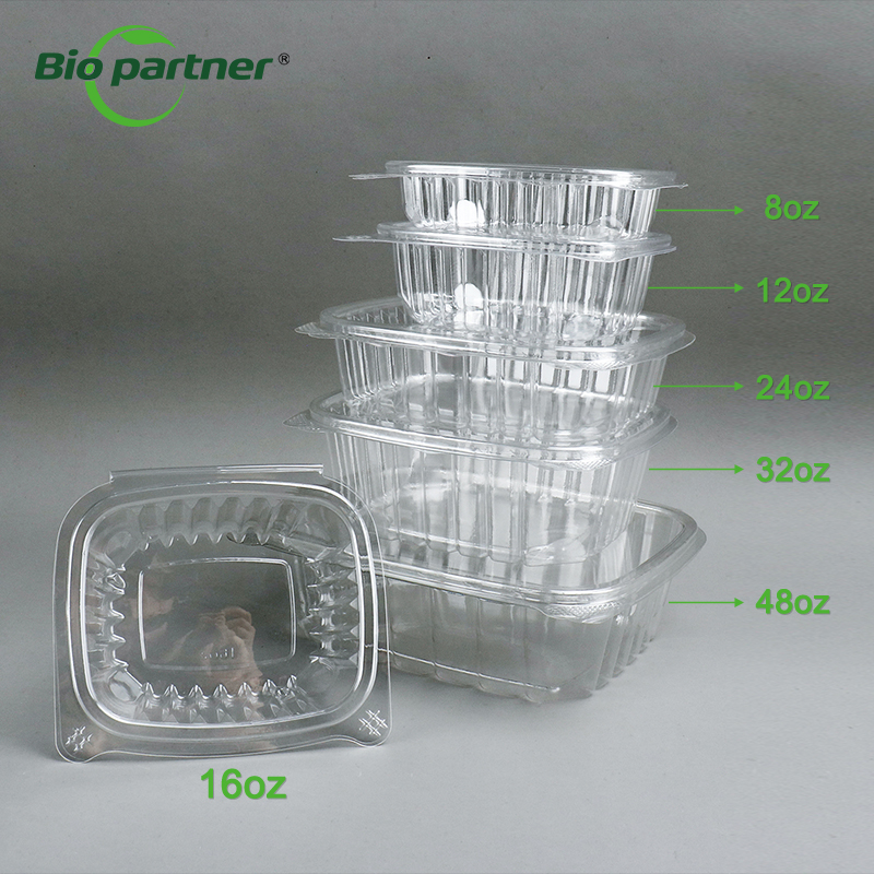 Clear Box Punnet Tamper Proof Packaging Salad Cake Cookies Clamshell Disposable Plastic Tamper Evident Food Container fruit