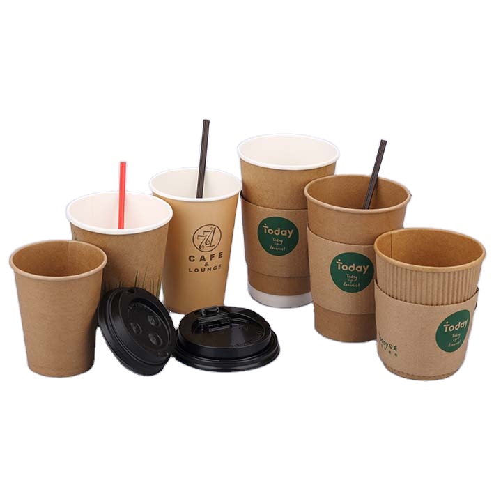 TheBest hot insulated 8 16 12 oz kraft hot paper coffee cup with sleeve