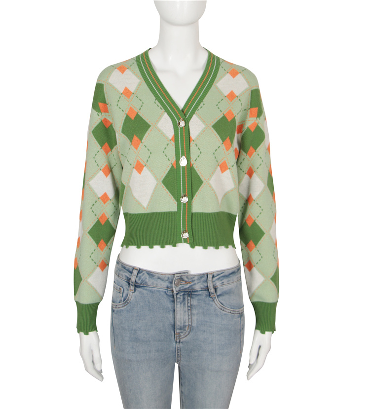 Factory custom autumn new fashion v collar long sleeved women sweater cardigan coat