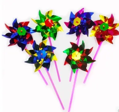 HWA 100637 Plastic Rainbow Windmill Party Pinwheels DIY Pinwheel for Kids Toy Garden Party Lawn Decor, Assorted Color