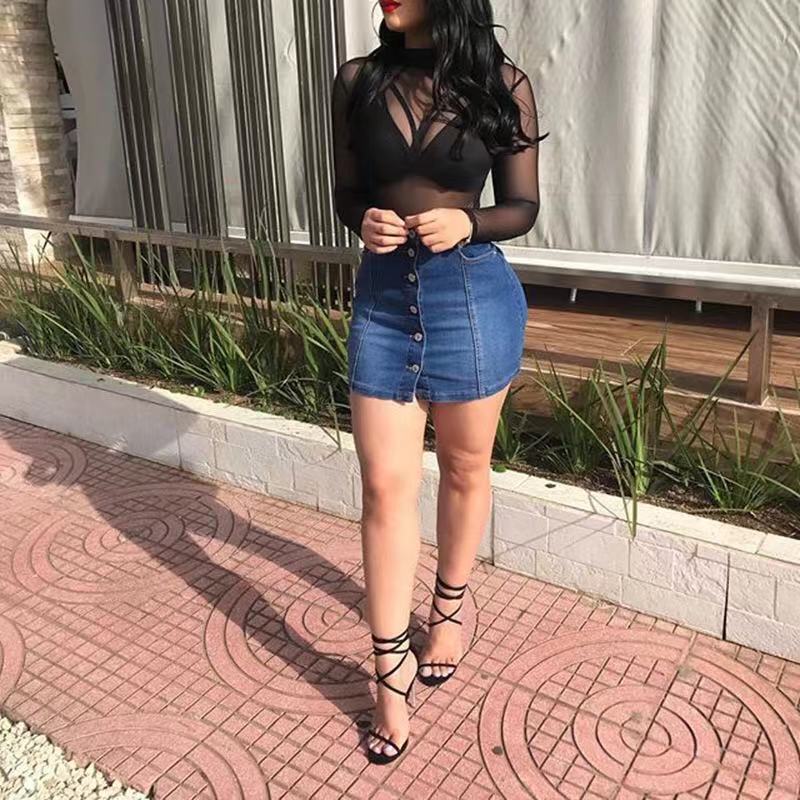 Fashionable Buttocks wholesale short denim skirts denim skirts for women ladies girl denim bigger hips skirt saia jeans