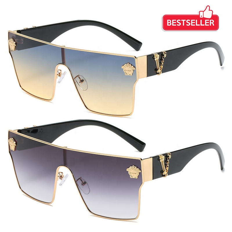 Оптовая продажа с китайской фабрики gafas de sol, мужские и женские дизайнерские оттенки, роскошные известные бренды, большие цельные большие золотые солнцезащитные очки с V-образным вырезом