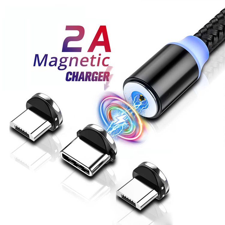 3 в 1 Магнитный зарядный кабель LED Micro USB Type C зарядное устройство для телефонов Android Быстрая зарядка магнит зарядка USB кабель провод шнур