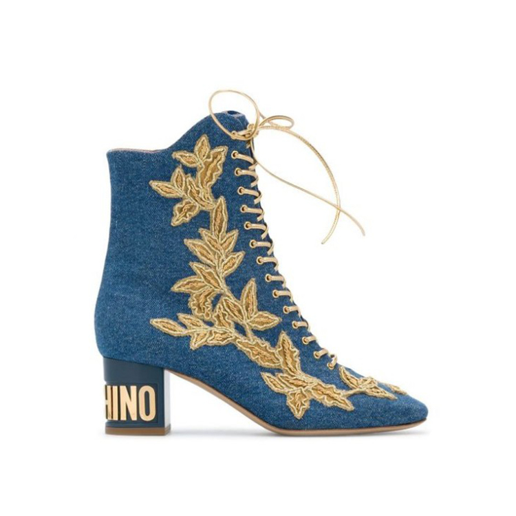 Hot selling Stylish women's EVA lace up embroidery shoes heel ankle boots