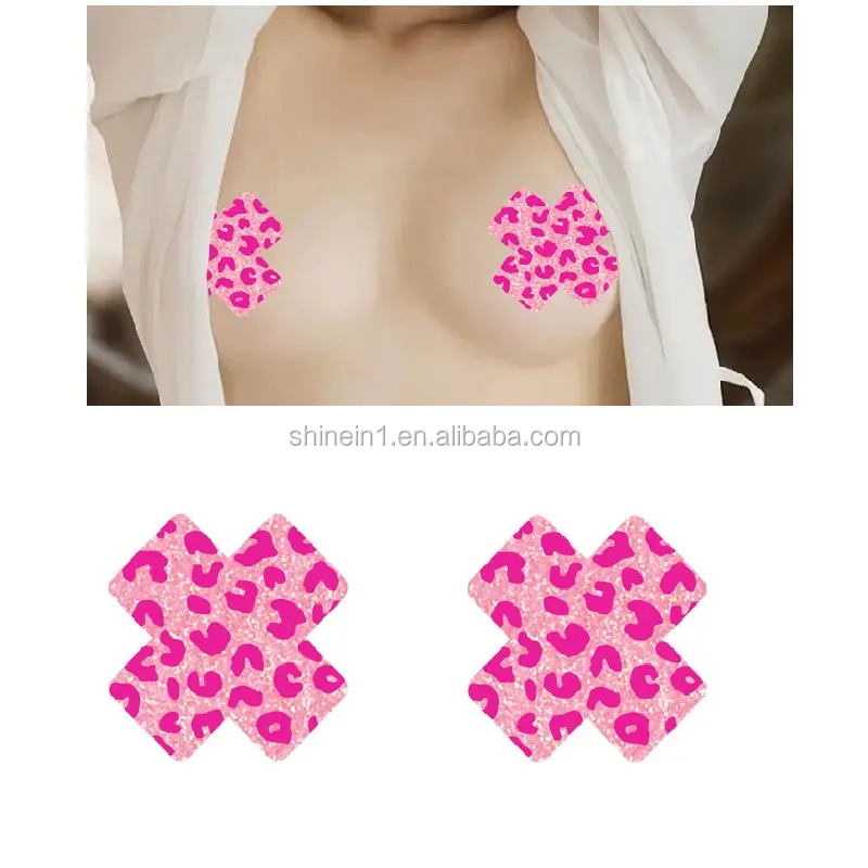 Горячая Распродажа Розовый леопардовый Крест для сосков блестящие сексуальные накладки на соски для женщин украшение для вечеринки