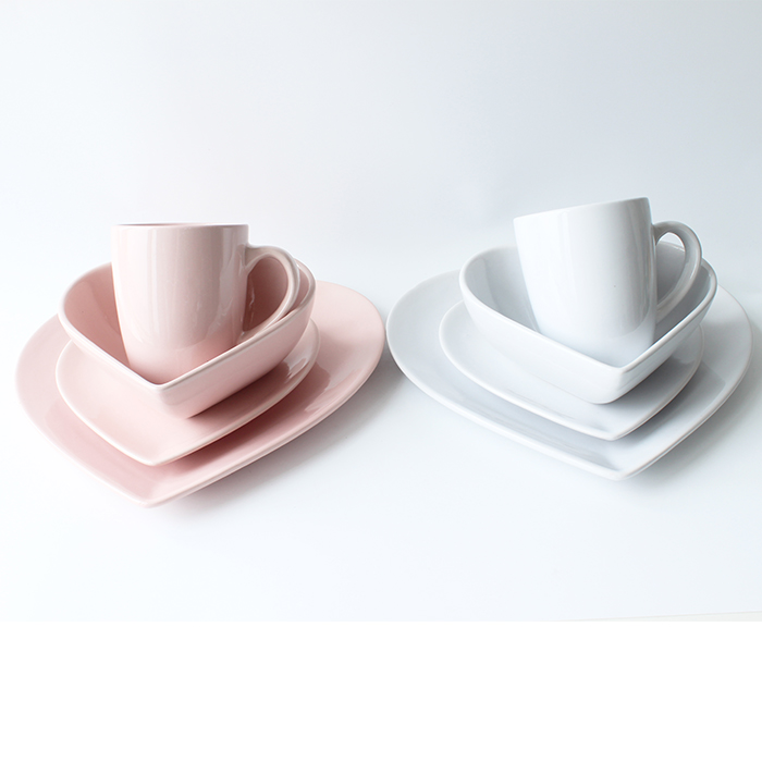 Heart Ceramic soup Plate Dishes Nice Flower Design Deep Dish Porcelain Items Round Dinnersets