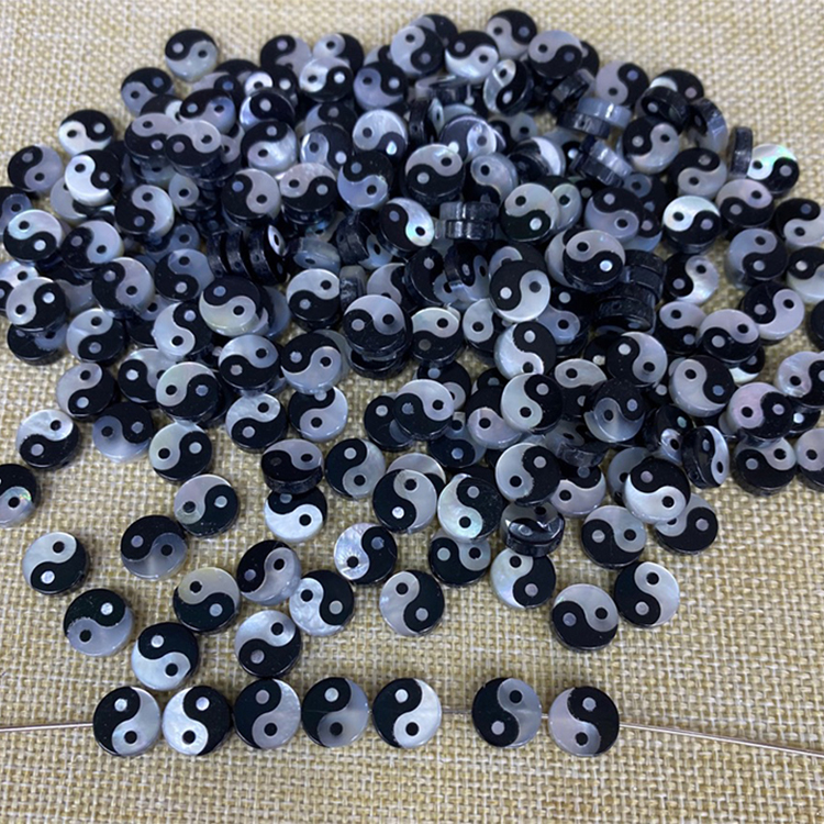 Wholesale 8mm natural shell Tai Chi Bagua loose beads diy jewelry making accessories