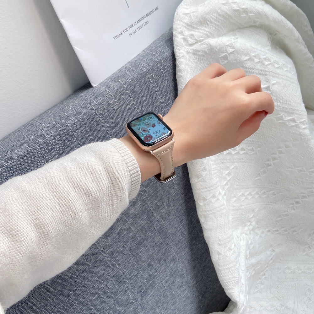 Thin Leather Loop for Apple Watch Band 42MM 38MM 40mm 44mm for iWatch Slim Strap Sports Buckle Series 2 3 4 5 6 se Women