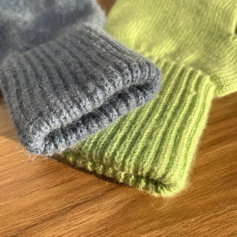 Factory Direct Supply Wholesale Winter Glove 100% Cashmere Flat Knit Pattern 5 Fingers Glove