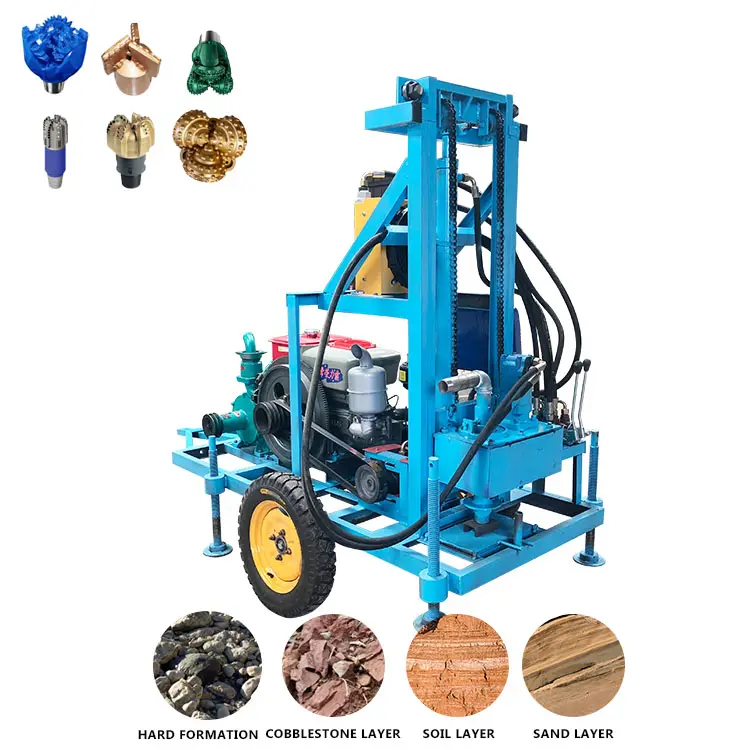 China Price New 100m 150m Depth Portable Diesel Hydraulic Small Water Well Drilling Rig Machine for Sale