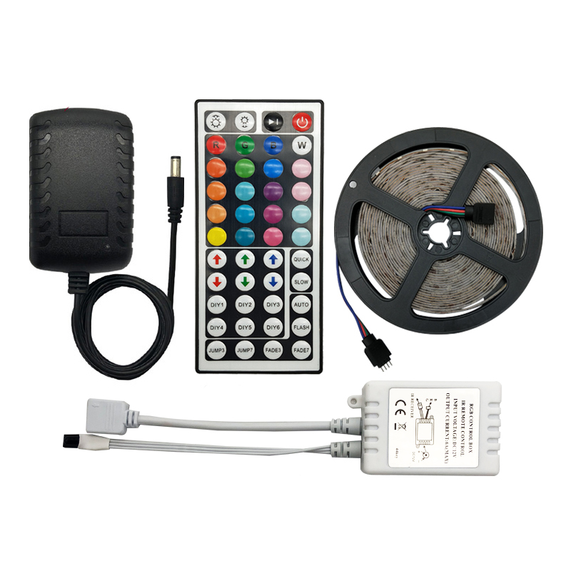 Rgb 5 м Светодиодные полосы света ip65 Водонепроницаемый 5050 smd изменение цвета с пультом дистанционного управления трансформатором и вилкой
