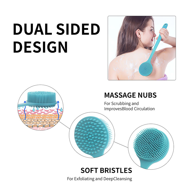 Multifunctional Silicone Rub Massage Bath Brushes Bathroom Cleaning Tools Soft Bristles Shower Back Body Scrub With Long Handle