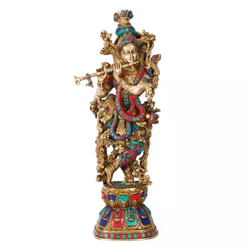 Slivery OX lord krishna статуя из смолы radha krishna бронзовые статуи животных