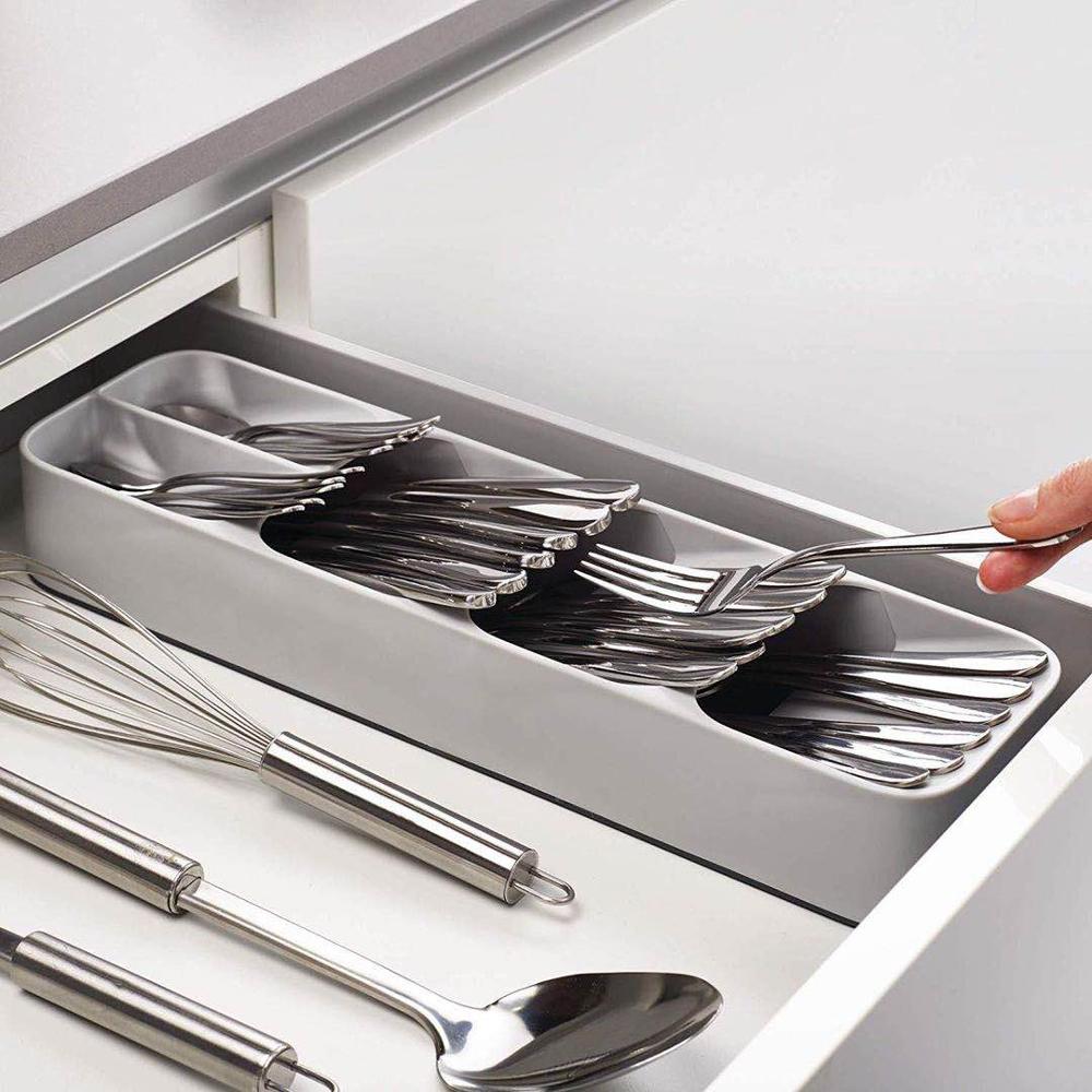 2021 New Cutlery Plastic Knife Block Holder Drawer Knives Forks Spoons Storage Rack Knife Stand Cabinet Tray Kitchen Organize