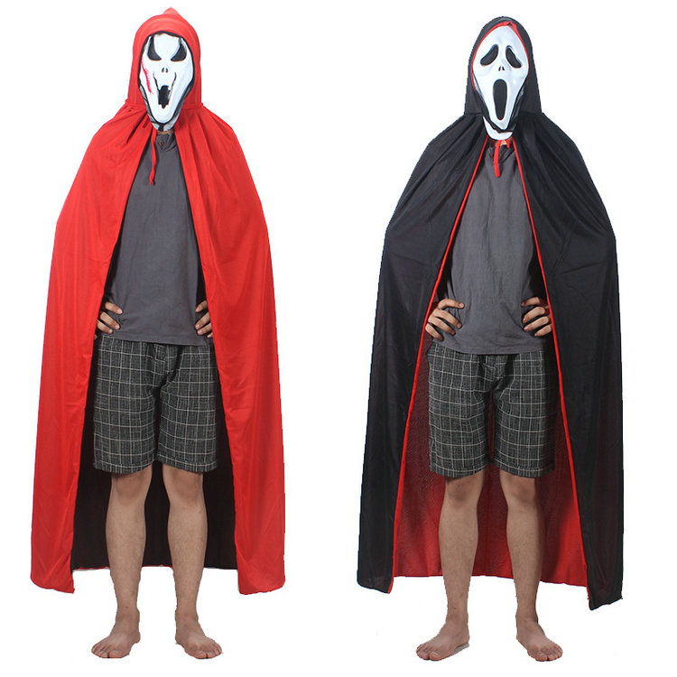 Qushine Halloween Costume Death Cloak Red And Black Vampire Cloak For Adult And Kids Wizard Robe Makeup Costume Props