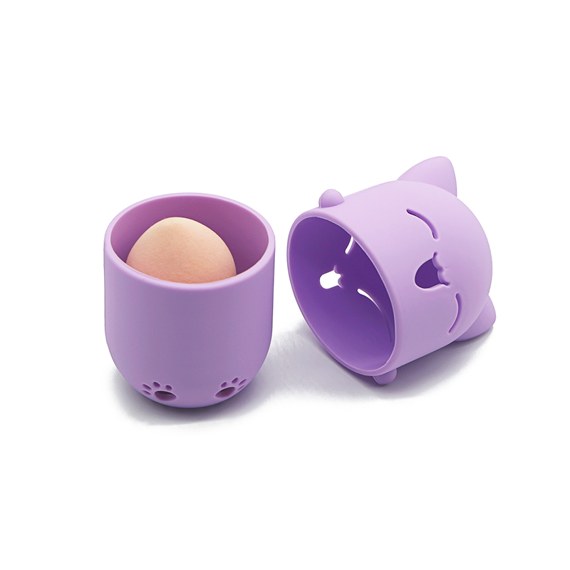Free Sample Portable Cat Mildew Proof Sponge Puff Display Stand Drying Holder Silicone Eggs Powder Puffs Storage Box