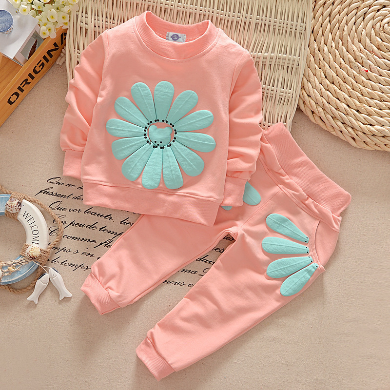 B21571a Newest Fashion Spring Autumn Baby Fashion Print O-neck Hoodies Two Piece Children Suit