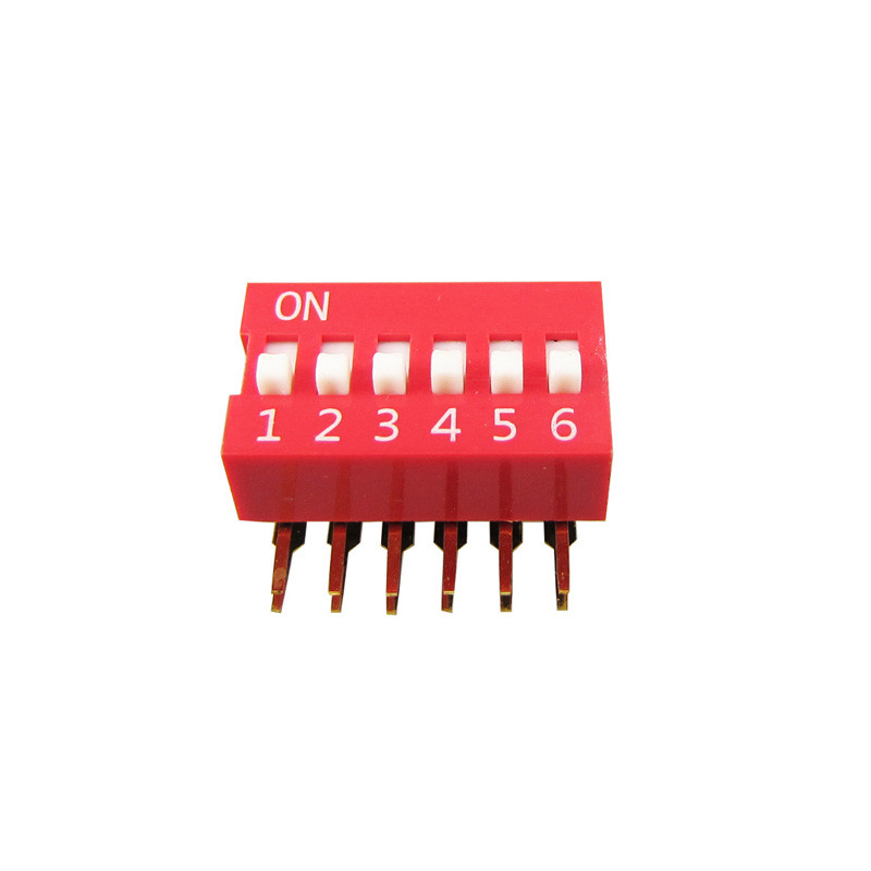 Новый дизайн правый угол Тип переключателя 6 Pin Красный DIP-переключатель