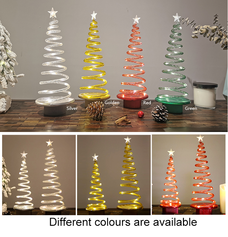 del arbol de navidad giratorio Tabletop ornament led lighted revolving Christmas tree night lamp