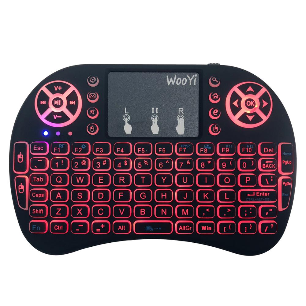 i8 Mini 2.4G Wireless Keyboard Touchpad Colorful Backlit Air Mouse Russian Spanish Hebrew For Android TV Box PC PS3/PS4